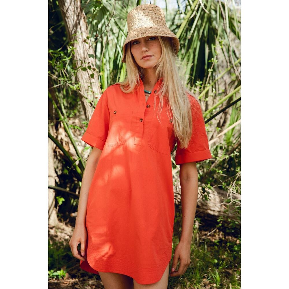 Lady Captain Everyday Mini Dress in Poppy Red Pockets Small